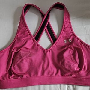 Women's Under armour Fushia Pink Cross Strap Sports Bra Size L